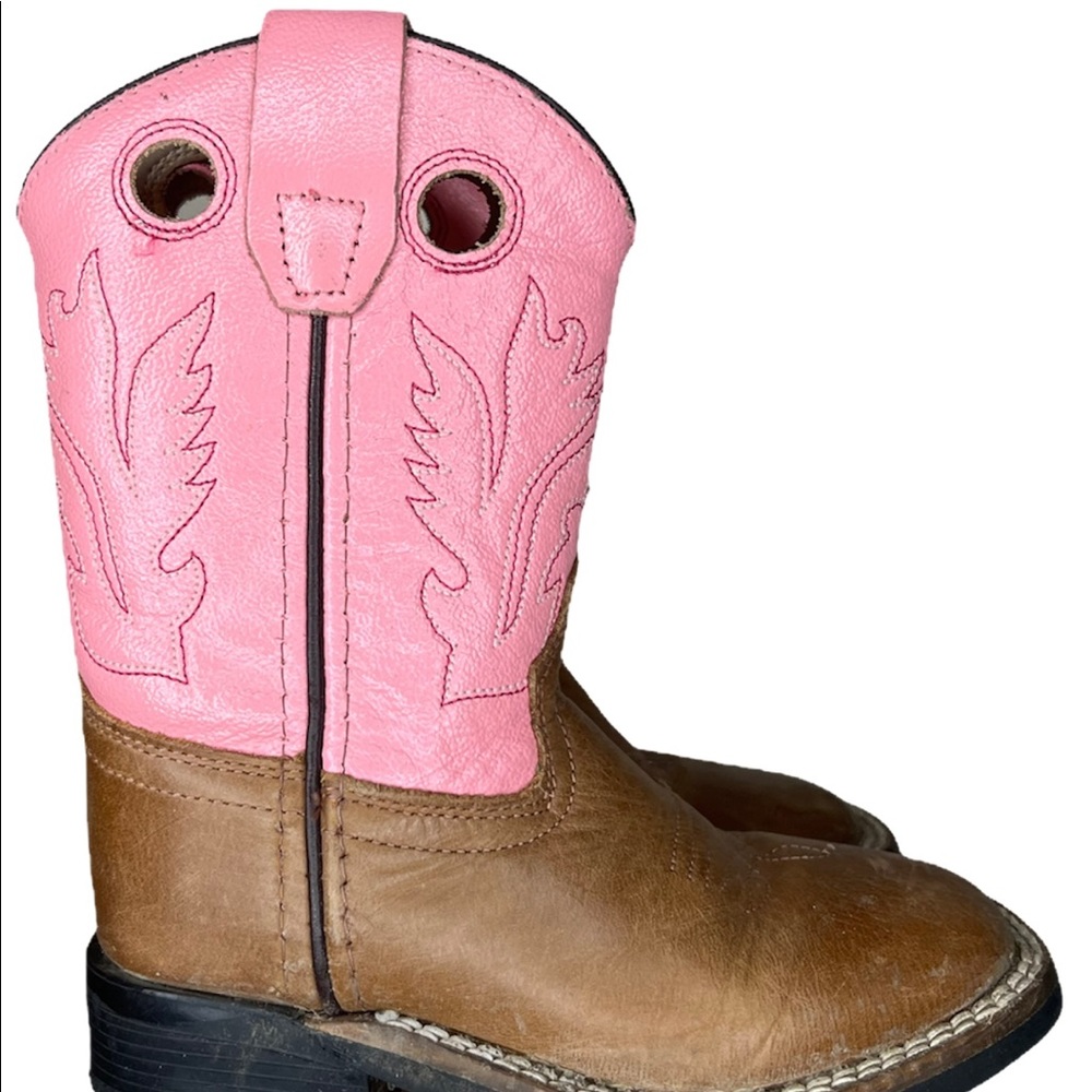 Old West Cowboy Boots Brown Leather Sz 8